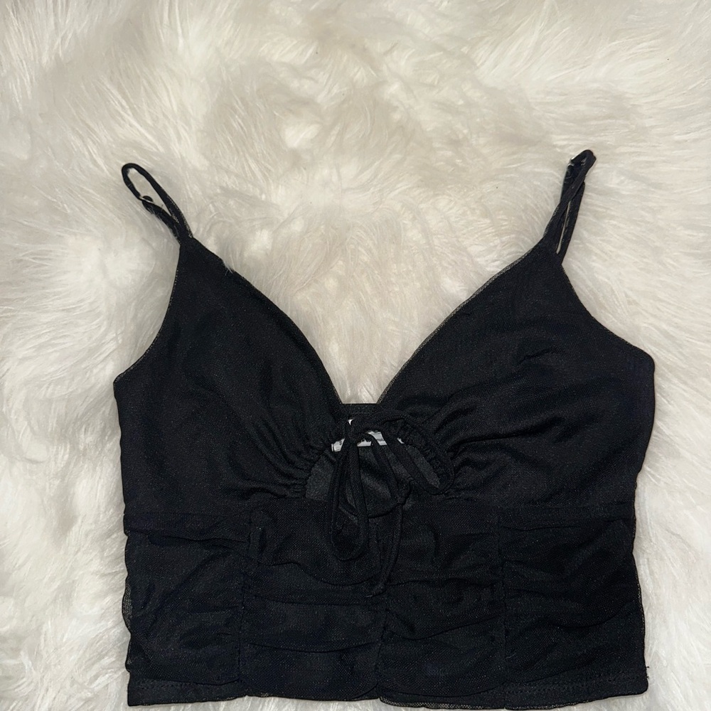 Urban Outfitters Black front tie crop top